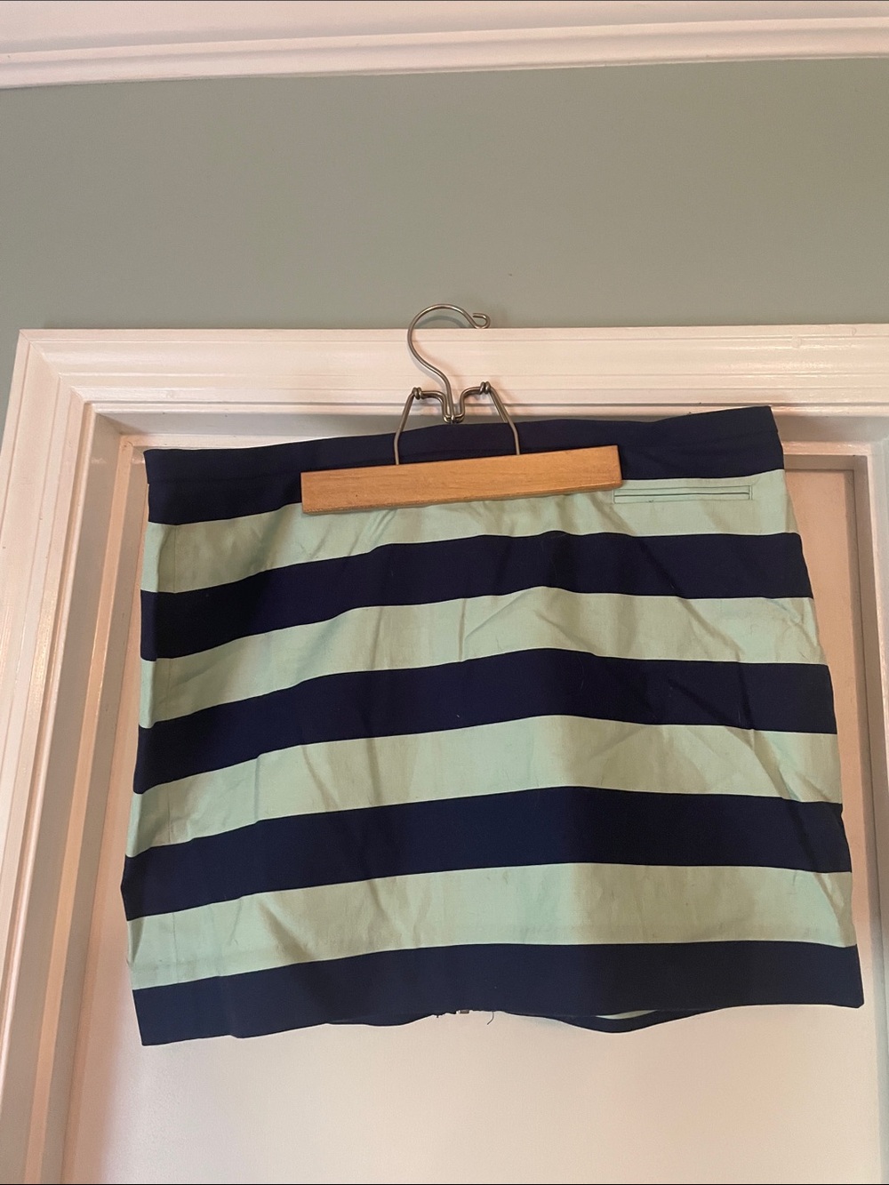 GAP Navy and Mint Striped Mini Skirt